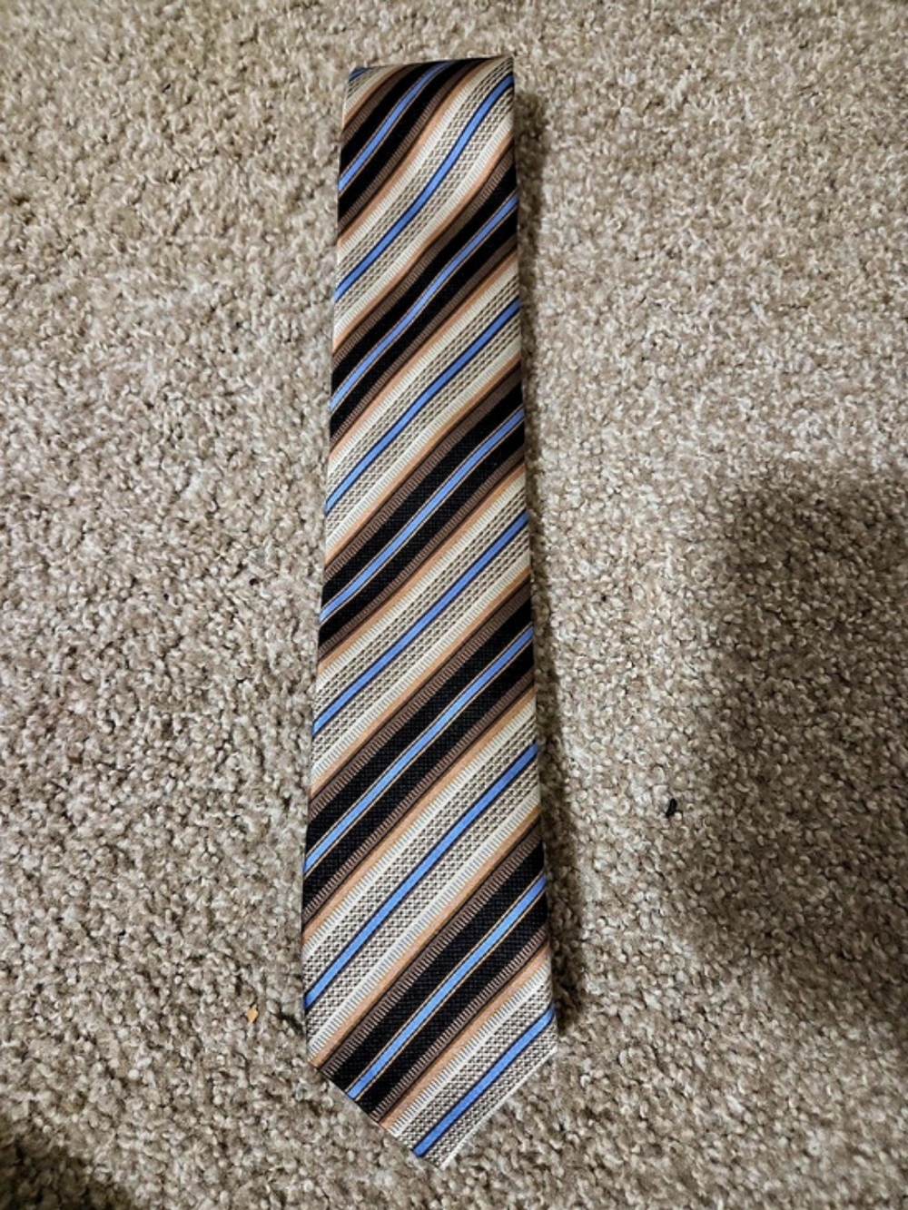 JZ Richards Striped Silk Tie in Blue & Brown NWT